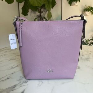 NWT Coach Val Duffle Bag C2818 Silver Lilac Purple Leather Crossbody Shoulder